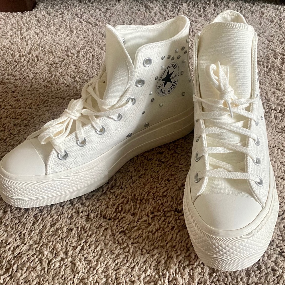 Brand New Never Worn Converse High Tops With Embellishments
